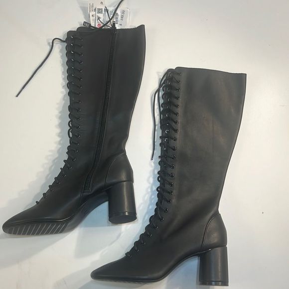 Zara Shoes - NWT Zara Lace up knee high boots